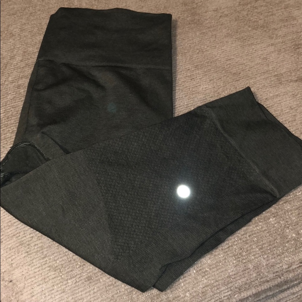 Lululemon olive green leggings (short) size 4